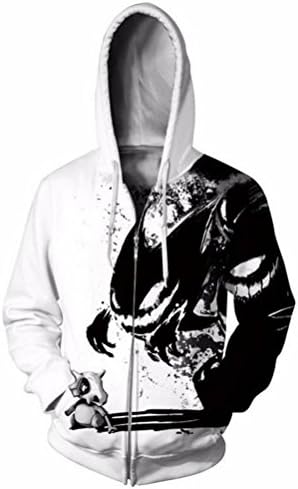 Men 3D Hoodies Zipper Longsleeve Demon 3D Print Harajuku Streetwear Fashion Thin Loose Hooded Jacket Outwear XXL