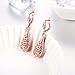 Boosic 18K Rose Gold Plated Water Drop Filigree Dangle Earrings for Women