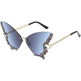 Shiratori Women's Retro Classic Butterfly Shape Diamond Rimless Sunglasses UV Blocking Sunglasses