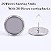 BronaGrand 50 Pieces Stainless Steel Stud Silver Earring Cabochon Setting Post Cup for 12mm and 50 Pieces Clear Rubber Earring Safety Backs