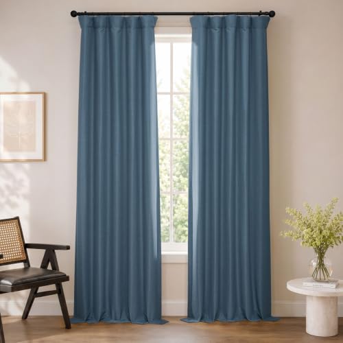 HPD Half Price Drapes Bellino Room Darkening Curtains 108 Inches Long Curtains for Bedroom & Living Room (1 Panel), 50W x 108L, Wild Blue
