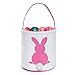 VIPITH Easter Bunny Basket Dual Layer Easter Eggs Foldable Canvas Tote Printed Rabbit and Fluffy Tails Easter Gift Bag for Kids Party (Pink)