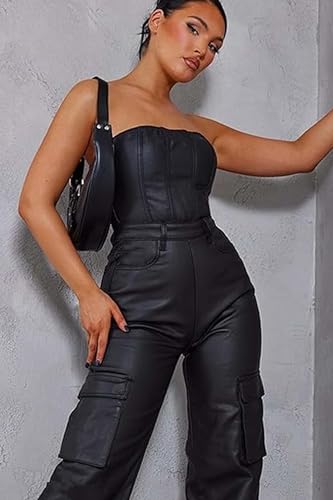 BATEHIF JUMPSUITS FOR WOMEN CASUAL LOOSE OVERALLS ONE PIECE OFF THE SHOULDER WIDE LEG CARGO PANT ROMPERS WITH POCKETS