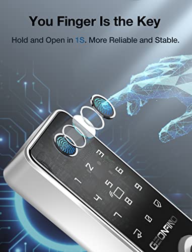 Fingerprint Door Lock, 6-in-1 Keyless Entry Door Lock with Handle, Bluetooth APP Biometric Door Lock, Electronic Digital Door Lock with Keypad, Anti-Peeping Smart Lock for Front Door, Home, Hotel