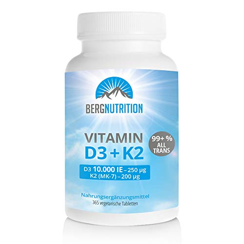 Berg Nutrition K2 MK7 200µg + Vitamin D3 10.000 IE 365 Tabletten