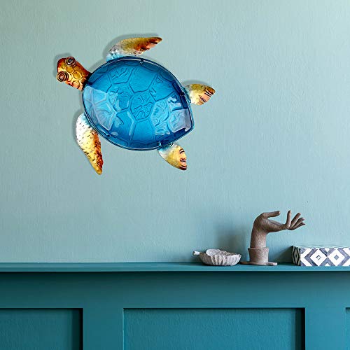 Maansfy Metal Turtle Wall Decor Bathroom Garden Art Hanging Glass