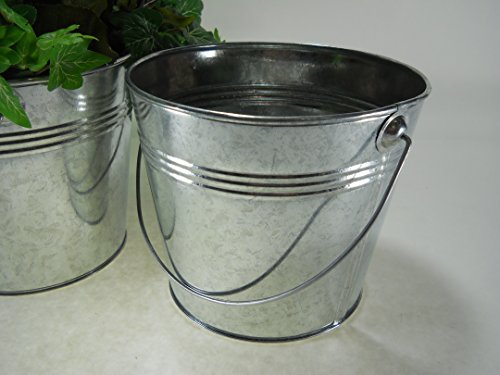 3 pc set 5 1/2" Tall 2 Qt Galvanized Pail/bucket with ridges