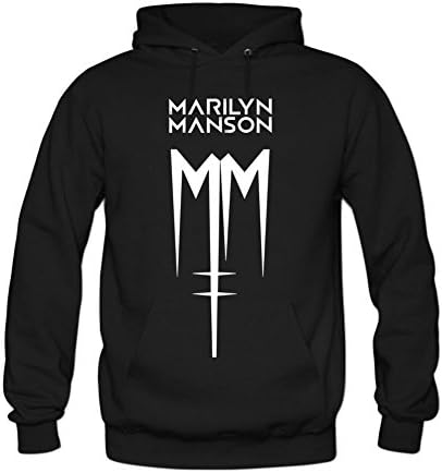 Men's Marilyn Manson Logo Cotton Fashion Hoodied Sweatshirt L Black