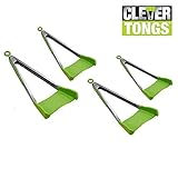 Clever Tongs 2 In 1 Kitchen Spatula & Tongs Non-Stick, Heat Resistant, Stainless Steel Frame, Silicone & Dishwasher Safe, As Seen on TV, 4 Pack (Includes 2 Large & 2 Small)