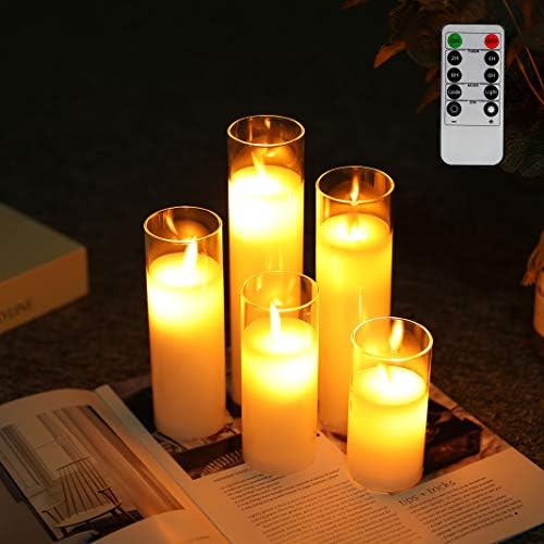 Jhy Design 5個セット Led キャンドルライト 電池式 揺れる ろうそくライト 専用リモコン付き