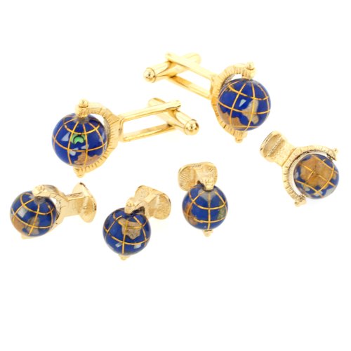 JJ Weston Spinning Globe Tuxedo Cufflinks and Shirt Studs. Made in the USA.