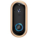 SDETER Video Doorbell 1080P Wireless Home Security Surveillance Rechargeable Battery Camera with Cloud Storage Motion Detection Night Vision Two-Way Audio Android iOS Real-time Video (Gold)