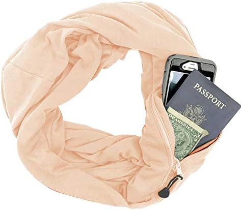 Women's Infinity Scarf with Hidden Zipper Pocket Travel Loop Scarf Wrap