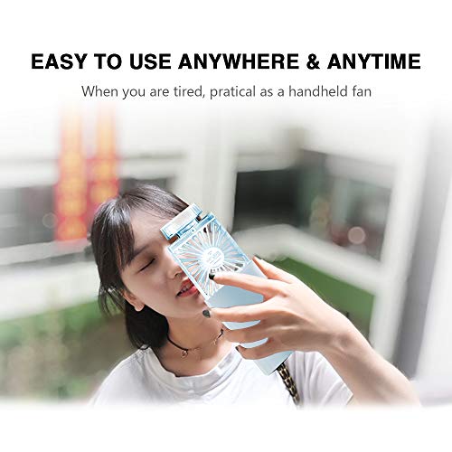 LIGHTDESIRE Mini Fan Handheld Rechargeable, Portable Retractable 3 Speeds with Fragrance, Personal Fans Small Handheld Battery Operated Desk Electric Fan for Travel Home Office School Queue (Blue) - Thumbnail 6