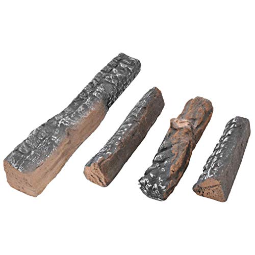 B-HOTTE Gas Fireplace Logs，4pcs Ceramic Wood Logs for All Types of Indoor, Gas Inserts, Ventless & Vent Free, Ethanol, Electric, Propane or Outdoor Fireplaces & Fire Pits, Burning Accessories - Thumbnail 2