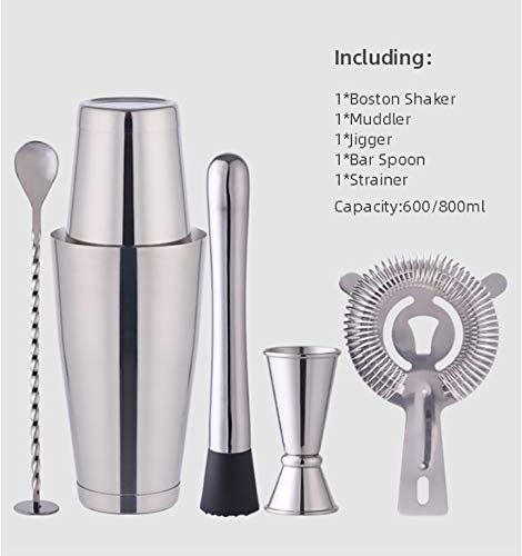 NXYJD 28z 600.800ml Edelstahl Cocktail Shaker BARTDER-Zubehör Bambus Holz Stand Bar Tools Set Kit 6 Stück – Bild 7