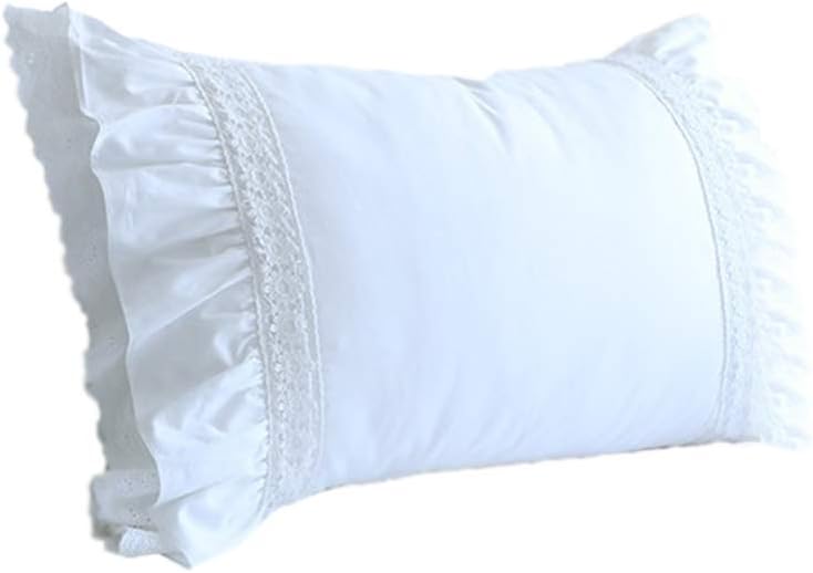 Royllent 19〃×29〃Pillow Case European Pastoral Style Home Textile, Cotton Embroidered Lace Ruffle Pillowcase,Home Decor Cushion Cover(14)
