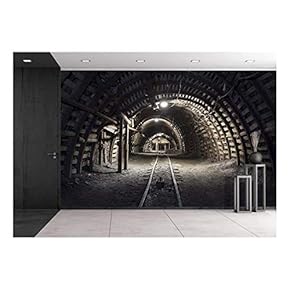 Illuminated, Underground Tunnel in The Minery - Removable Wall Mural | Self-Adhesive Large Wallpaper - 66x96 inches