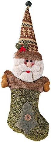 6 Varieties of Premium Christmas Stockings Candy Stuffer Stockings, Best for Party Decoration, Santa, Reindeer, Snowman Designs 13 Inch By Kent Home …(01 Santa Stocking)