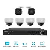LaView 1080P 2MP IP 6 Camera Security System, 8 Channel IP PoE HDMI NVR (Resolution 1080P) 2TB HDD 4 Dome & 2 Bullet Hi-Res Weatherpoof White Surveillance Camera Kit