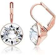 MYJS Bella Earrings with 4 Crt Clear Swarovski Crystals Rose Gold Plated