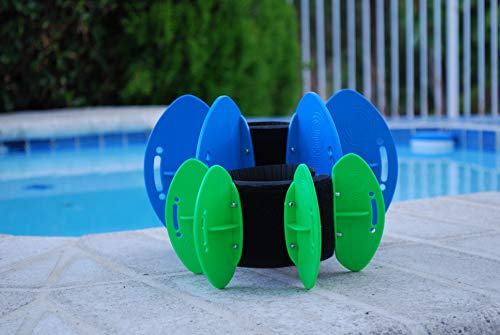 AquaLogix Blue Max Resistance Aquatic Fins - Omni-Directional Water/Drag Resistance Exercise for Lower and Upper Body Pool Workouts - Includes Online Demonstration Video (Fins Pair HRBBLS)