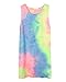 Women's Summer Sleeveless Tie-dye Round Neck Rainbow Long Top Mini Dress (XL) Multicolor X-Large