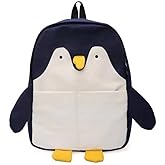 KOWVOWZ Kawaii Frog Large Novelty Backpack Girl Boy Teen Cute Fuuny Panda Animal High School Backpack Laptop Waterproof Bookbag (Penguin)