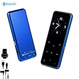 MP3 Player - HonTaseng Portable Sport Bluetooth Metal Music Player With Touch Button, Up To 60 Hours Playback Time, Lossless Sound With Voice Recorder And FM Radio, Expandable 64GB TF Card-Blue
