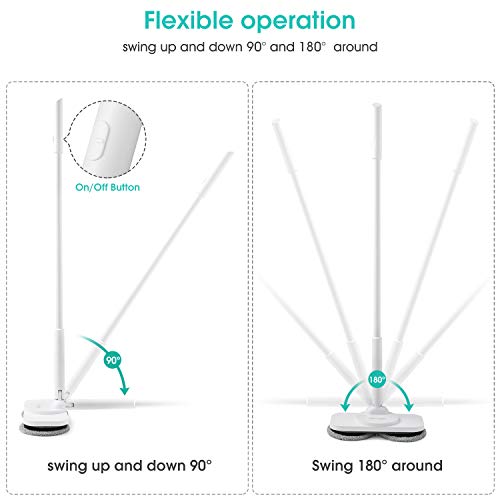 Brigii Electric Mop and Window Cleaner in One, 360 Rotation Cordless Mop for Hardwood,Vinyl,Tile,Laminate Floor Cleaning,Ligthweight Power Floor Polisher with Microfiber Cleaning Pads-X180 White