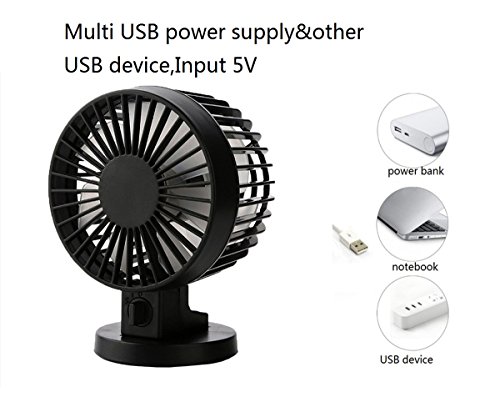 USB Personal Table Desk Fan,Portable Mini Quiet Cooling Fans with 2 Speeds for Desktop Summer Office Travel (Black)