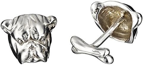 Hand Made Sterling Silver Bulldog & Dog Bone Cufflinks