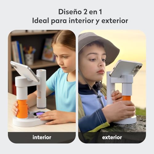 MatataStudio MX1-AS Microscopio Portátil para Niños 3.5x-1000x con Soporte Funcional, 2 LEDs, Portaobjetos, soporta Foto y Video Microscopio Digital USB Profesional para Infantil Adultos Laboratorio