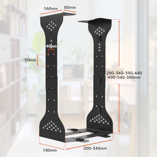 PUTORSEN PC Holder Under Desk, Maximum Width up to 340 mm, up to 35 kg Load Capacity, PC Underdesk Mount with Protective Pad, Heavy Duty Computer Case, Black