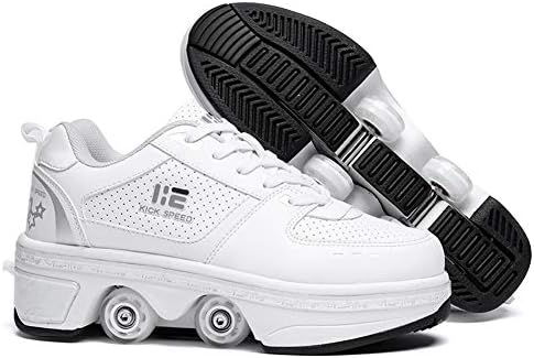 KOFUBOKE 2-in-1 Roller Skates Sneakers Unisex Retractable Wheels