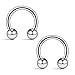 Ruifan 12PCS Assorted Colors Surgical Steel CBR Non-Piercing Fake Nose Septum Horseshoe Earring Eyebrow Tongue Lip Piercing Ring with 4mm Balls 14G 8mm