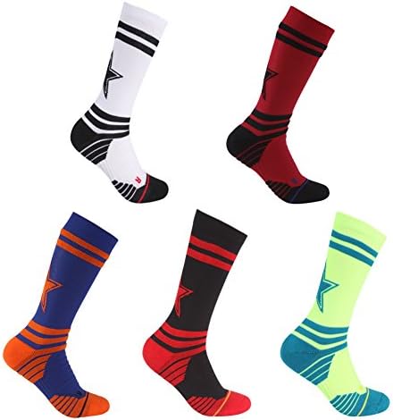 Crew Running Socks, LANDUNCIAGA 12-15mmHg Compression Cushion Quarter Hiking Sports Cycling Travel Socks,1/3 Pairs