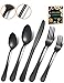 Matte Black Silverware Set - HEAVY DUTY 45 Pieces Stainless Steel Flatware Utensils Cutlery Tableware Steak Knife Fork and Spoon Serve for 8