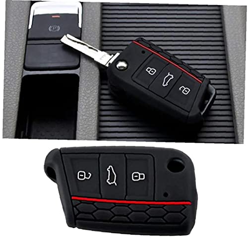 Silicone Car Key Cover 3 knoppen zacht rubber Flip sleutel Shell Case Remote Cover Car Key Protection Black Auto… - Afbeelding 8