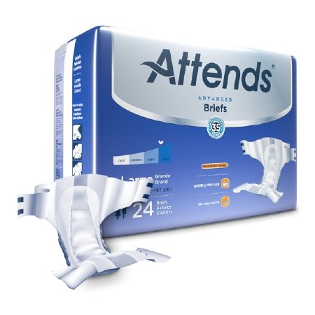 33373101 Adult Incontinent Brief Attends Advanced Tab Closure Large Disposable Heavy Absorbency