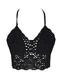 Persun Women Spaghetti Strap Crochet Cropped Cami Bralette Top