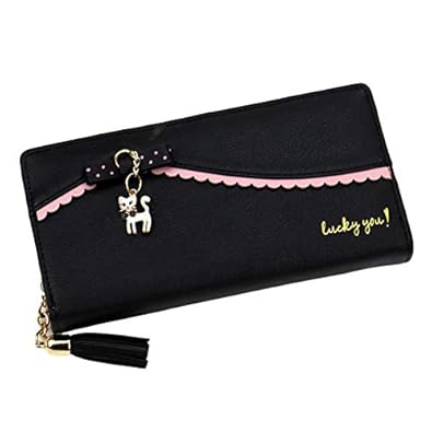Mac Lawrence Fashion Womens Clutches Leather Girls Womens Wallet/Clutch/Purse/Clutches/Purse for Girls (Black)