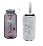 Nortwill Nalgene Water Bottle Set Tritan Wide Mouth 32oz Water Bottle Bpa Free Travel Bottles Insulated Bottle Sleeve (Aubergine + Gray Sleeve)