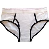 Bella Ladies Cotton/Spandex Logan Boy Brief Panties Underwear - White/Black