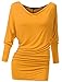 HILEELANG Women's Long Sleeve Shirt Cowl Neck Plain Batwing Loose Casual Tunic Top Blouse