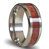 Will Queen Titanium Ring Inlaid with Wood, 8mm Wide Comfort Fit Wedding Ring Engagement Ring Anniversary Ring Promise Ring