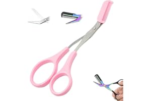 JUDUNA Eyebrow Trimmer Scissor, 2024 New Eyebrow Scissors with Comb Eyebrow Trimmer for Women Men, Non-Slip Eyebrow Cutter Eye Brow Razors Eye Brow Shaper Trimming Scissors Makeup Tool (Pink-2)