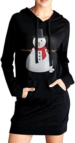 Women's Snowman Long-Sleeve Hip-length Hooded For Women With Cap Size M Black