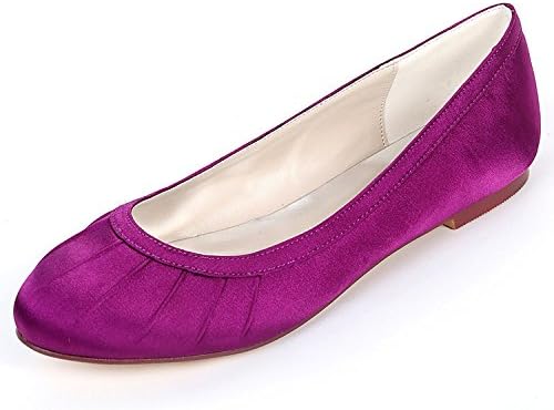 Elobaby Women's Wedding Shoes Round Head New Satin Closed Toe Bridesmaid Dress /0.6cm Heel