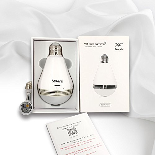 Light Bulb Camera, Benavis 360 degree VR Panoramic White LED Lighting, HD Wireless IP Fisheye Security Cameras, Spy Lamp Hidden Wifi 2.4G with Night Vision CCTV Surveillance Video Cam System - Thumbnail 6